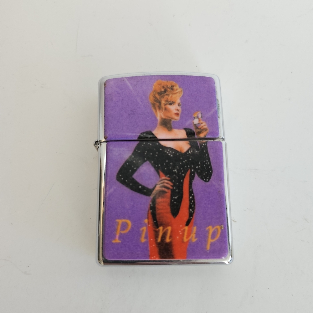 Vintage Zippo salute Pinup girl purple lighter Untested USA Made